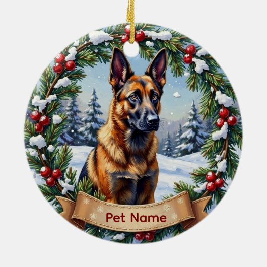 Belgian Malinois Christmas Keramisch Ornament (Achterkant)