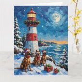 Belgian Malinois Christmas Lighthouse Holiday Kaart (Gele Bloem)