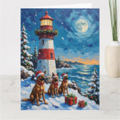 Belgian Malinois Christmas Lighthouse Holiday Kaart (Voorkant)