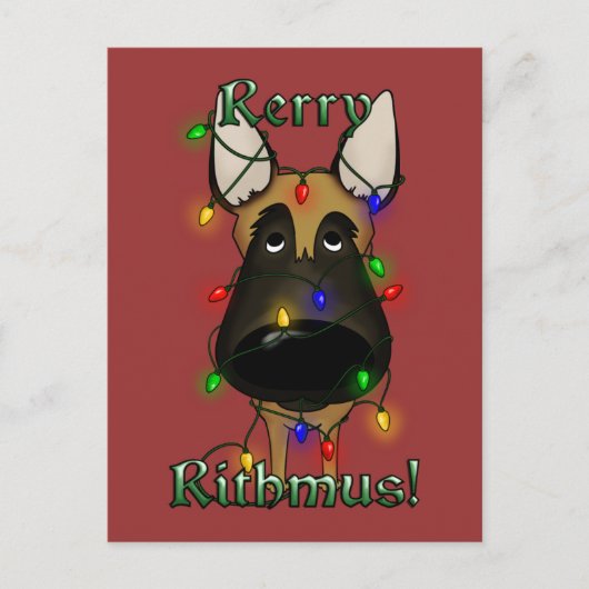Belgian Malinois Christmas Lights Feestdagenkaart (Voorkant)
