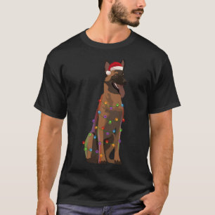 Belgian Malinois Christmas Lights Xmas Hondenliefh T-shirt