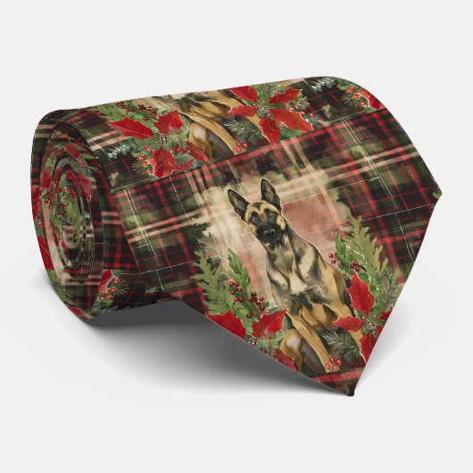 Belgian Malinois Christmas Plaid Stropdas (Opgerold)