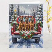 Belgian Malinois Christmas Red Truck Holiday Kaart (Gele Bloem)