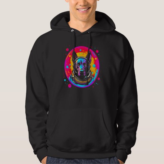 Belgian Malinois Dog Astronaut Hoodie (Voorkant)