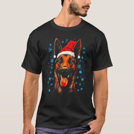 Belgian Malinois Dog Christmas T-shirt (Voorkant)