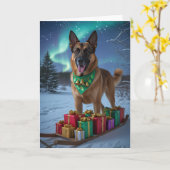 Belgian Malinois Dog Christmas Wenskaart Kaart (Gele Bloem)