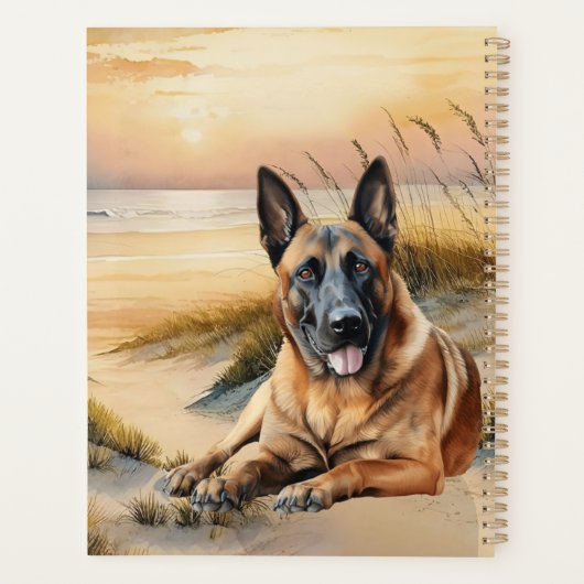 Belgian Malinois Dog Coastal Beach Cove Planner (Achterkant)