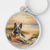 Belgian Malinois Dog Coastal Beach Cove Sleutelhanger (Voorkant)