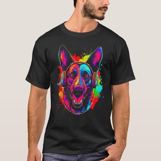 Belgian Malinois Dog DJ Festival T-shirt (Voorkant)