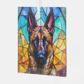 Belgian Malinois Dog "Glas in lood" Glas Ornament (Voorkant links)