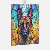 Belgian Malinois Dog "Glas in lood" Glas Ornament (Voorkant Rechts)