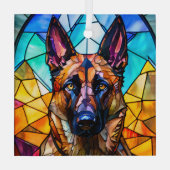 Belgian Malinois Dog "Glas in lood" Glas Ornament (Achterkant)