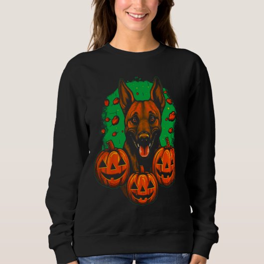 Belgian Malinois Dog Halloween Pumpkin Trui (Voorkant)