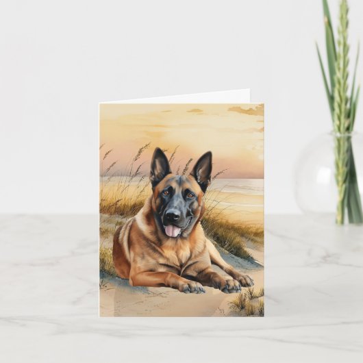 Belgian Malinois Dog Lover Sandy Beach Notitiekaartje (Voorkant)