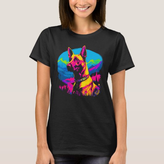Belgian Malinois Dog Pop Art T-shirt (Voorkant)