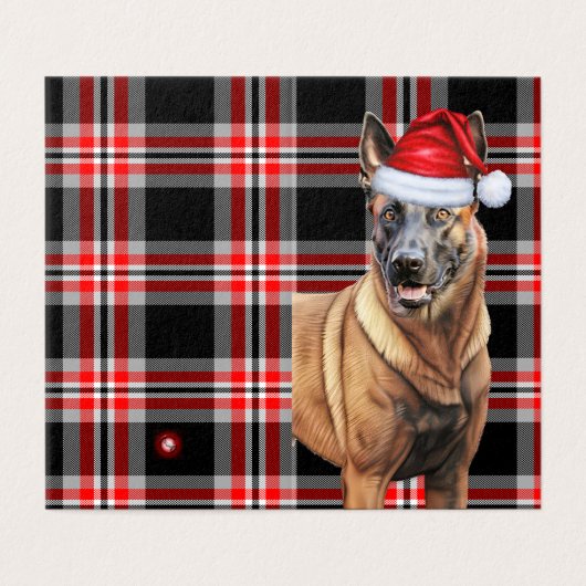Belgian Malinois Dog Red Plaid Holiday Kaart (Buitenkant ongevouwen)