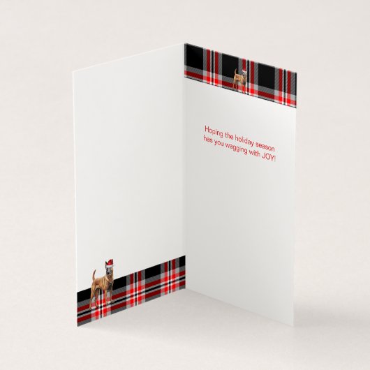 Belgian Malinois Dog Red Plaid Holiday Kaart (Binnen)