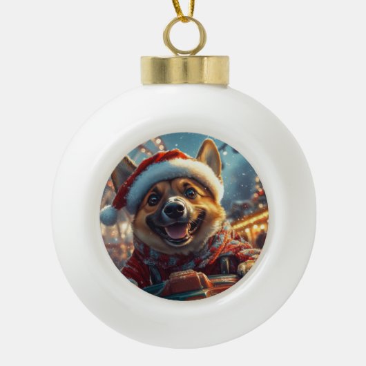 Belgian Malinois Dog Roller Onderzetter Christmas Keramische Bal Ornament (Voorkant)
