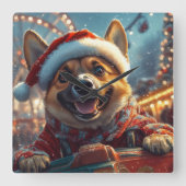 Belgian Malinois Dog Roller Onderzetter Christmas Vierkante Klok (Voorkant)