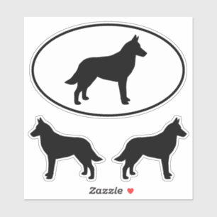 Belgian Malinois Dog Silhouettes Vinyl Sticker Set