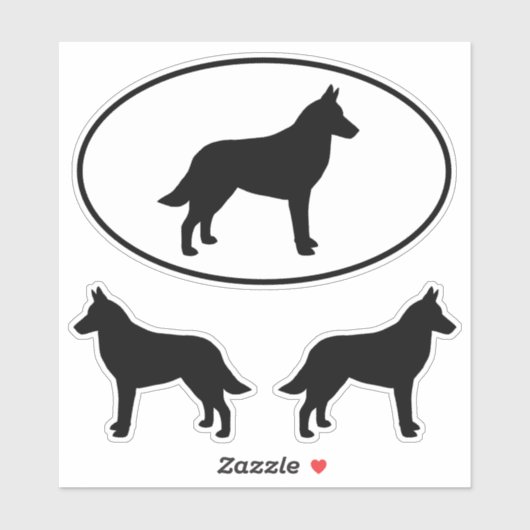Belgian Malinois Dog Silhouettes Vinyl Sticker Set (Vel)