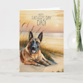 Belgian Malinois Dog Sunset Beach Vaderdag Feestdagen Kaart (Voorkant)