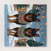 Belgian Malinois Dogs Christmas Snow Holiday Legpuzzel (Horizontaal)