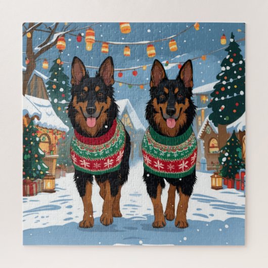 Belgian Malinois Dogs Christmas Snow Holiday Legpuzzel (Verticaal)