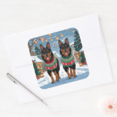 Belgian Malinois Dogs Christmas Snow Holiday  Vierkante Sticker (Envelop)