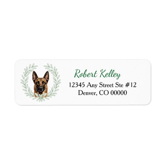 Belgian Malinois Eucalyptus Leaf Wreath Etiket (Voorkant)