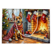 Belgian Malinois Fireplace with Christmas Lights Groot Cadeauzakje (Achterkant)
