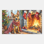 Belgian Malinois Fireplace with Christmas Lights Rechthoekige Sticker (Voorkant)