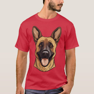 Belgian Malinois Gezicht Schattige Toon Herder Hon T-shirt