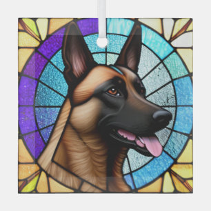 Belgian Malinois "Glas in lood" Glas Ornament