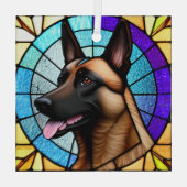 Belgian Malinois "Glas in lood" Glas Ornament (Achterkant)