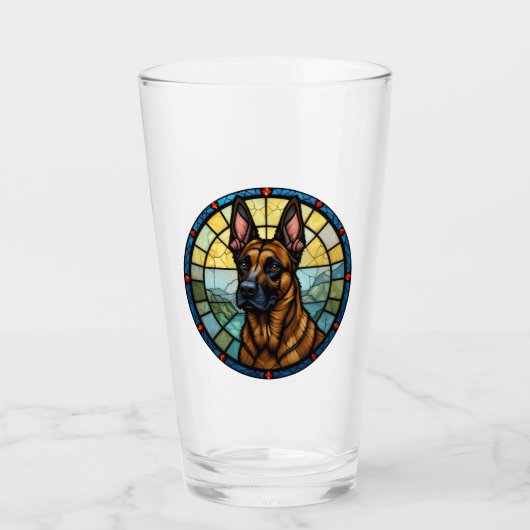 Belgian Malinois Glas in lood Style Illustration (Voorkant)