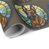 Belgian Malinois Glas in lood Style Illustration Cadeaupapier (Rol Hoek)