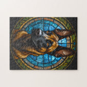Belgian Malinois Glas in lood Style Illustration Legpuzzel (Horizontaal)