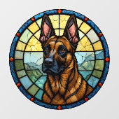 Belgian Malinois Glas in lood Style Illustration Raamsticker (Vel)