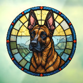 Belgian Malinois Glas in lood Style Illustration Raamsticker (Vel 3)