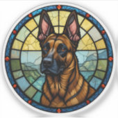 Belgian Malinois Glas in lood Style Illustration Sticker (Voorkant)