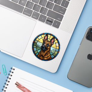 Belgian Malinois Glas in lood Style Illustration Sticker