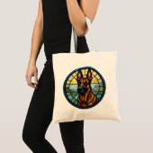 Belgian Malinois Glas in lood Style Illustration Tote Bag (Voorkant (product))