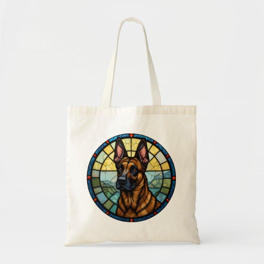 Belgian Malinois Glas in lood Style Illustration Tote Bag (Voorkant)