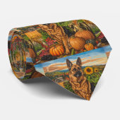 Belgian Malinois Herfst Pumpking Harvesting Stropdas (Opgerold)