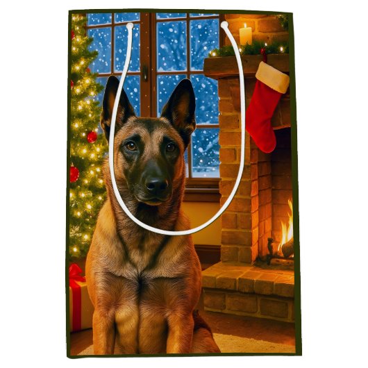 Belgian Malinois Holiday  Medium Cadeauzakje (Voorkant)