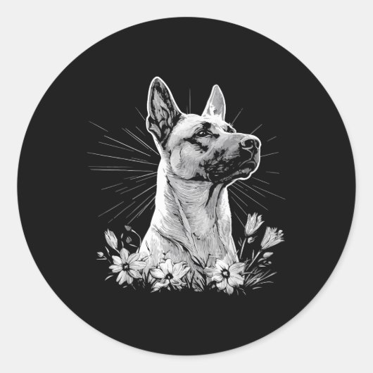 Belgian Malinois Hondenliefhebber Retro Style Tatt Ronde Sticker (Voorkant)