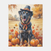 Belgian Malinois in Autumn verlaat Thanksgiving Fleece Deken (Voorkant)