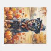 Belgian Malinois in Autumn verlaat Thanksgiving Fleece Deken (Voorkant (Horizontaal))
