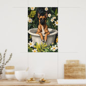 Belgian Malinois In Bathtub Poster, Funny Dog Poster (Keuken)